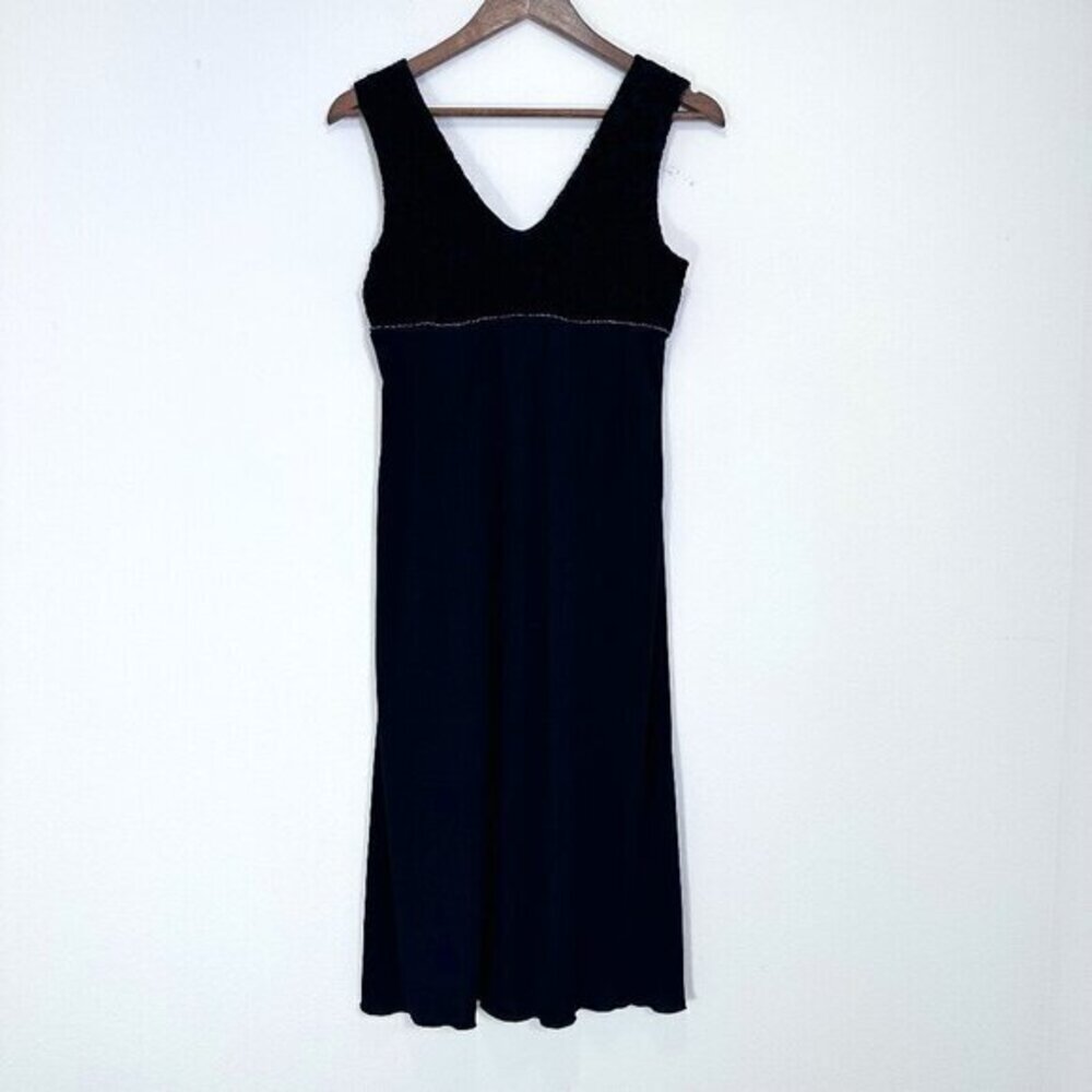 Byer‎ Too! 90s Y2K Babydoll Whimsigoth Black Crushed Velvet Rose Midi Dress Med